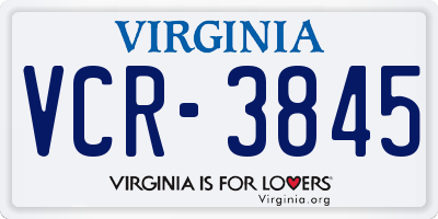 VA license plate VCR3845