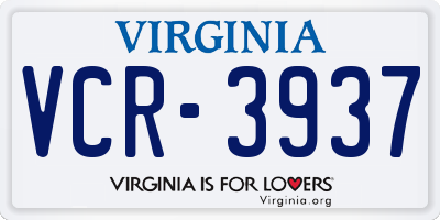 VA license plate VCR3937