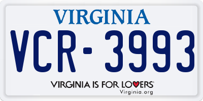 VA license plate VCR3993