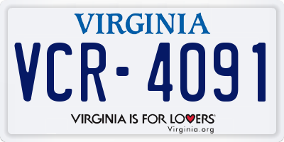VA license plate VCR4091