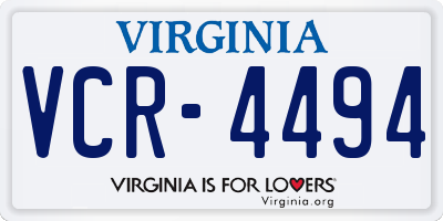VA license plate VCR4494