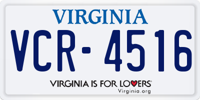VA license plate VCR4516