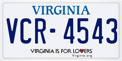 VA license plate VCR4543