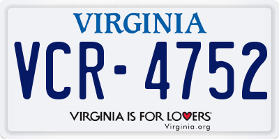 VA license plate VCR4752