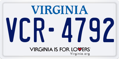 VA license plate VCR4792