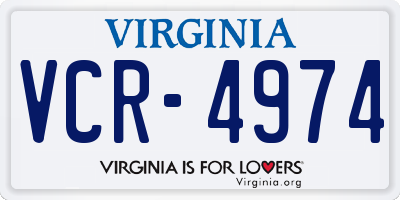 VA license plate VCR4974