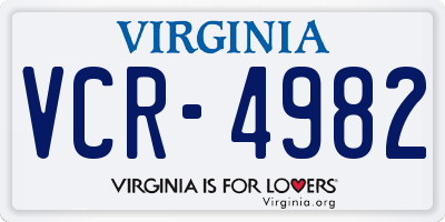 VA license plate VCR4982