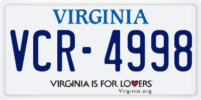 VA license plate VCR4998