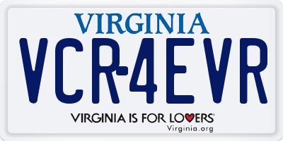 VA license plate VCR4EVR