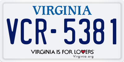 VA license plate VCR5381