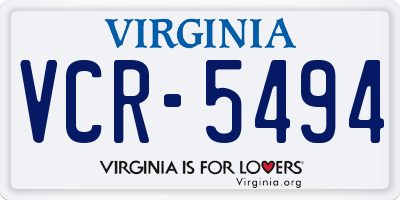 VA license plate VCR5494