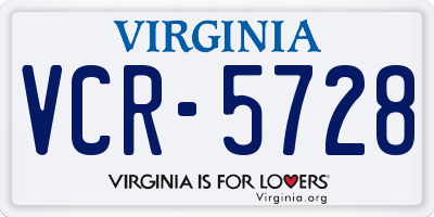 VA license plate VCR5728