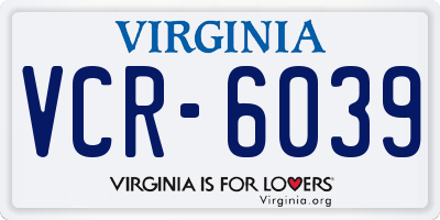 VA license plate VCR6039