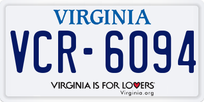 VA license plate VCR6094