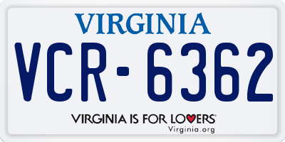 VA license plate VCR6362