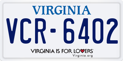 VA license plate VCR6402