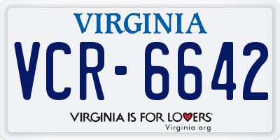 VA license plate VCR6642