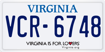 VA license plate VCR6748