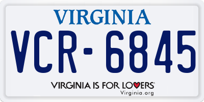 VA license plate VCR6845