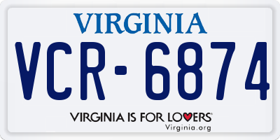 VA license plate VCR6874