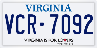 VA license plate VCR7092