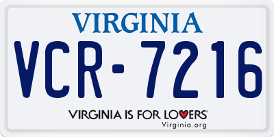 VA license plate VCR7216
