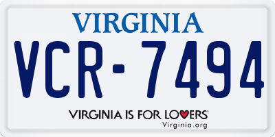 VA license plate VCR7494