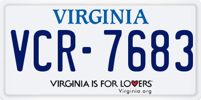 VA license plate VCR7683