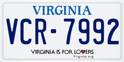 VA license plate VCR7992
