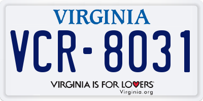 VA license plate VCR8031