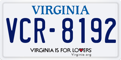 VA license plate VCR8192