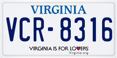 VA license plate VCR8316