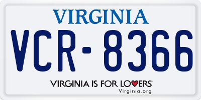VA license plate VCR8366