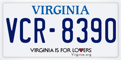 VA license plate VCR8390