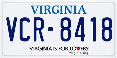 VA license plate VCR8418