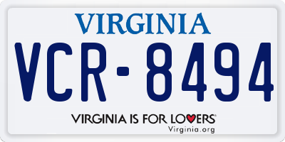 VA license plate VCR8494