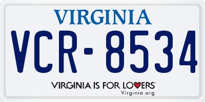 VA license plate VCR8534