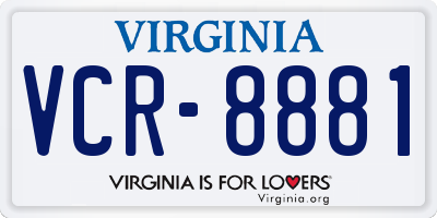 VA license plate VCR8881