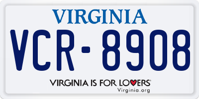 VA license plate VCR8908