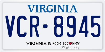 VA license plate VCR8945