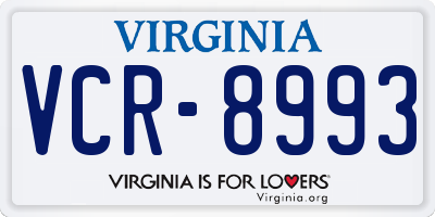VA license plate VCR8993