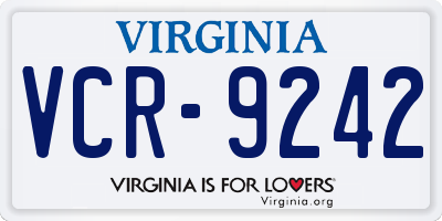 VA license plate VCR9242