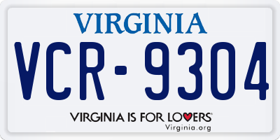 VA license plate VCR9304