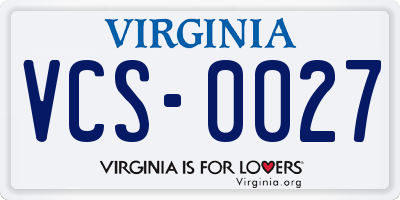 VA license plate VCS0027