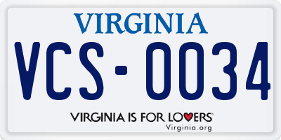 VA license plate VCS0034