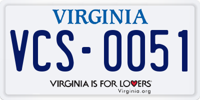 VA license plate VCS0051