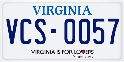 VA license plate VCS0057