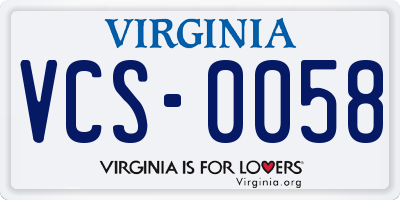 VA license plate VCS0058