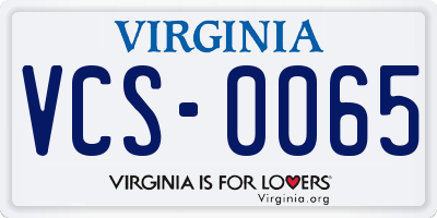 VA license plate VCS0065