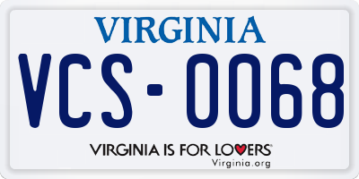 VA license plate VCS0068